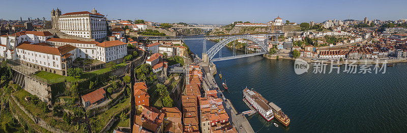 Porto和Nova de Gaia河滨地区的全景与Ponte Luis l